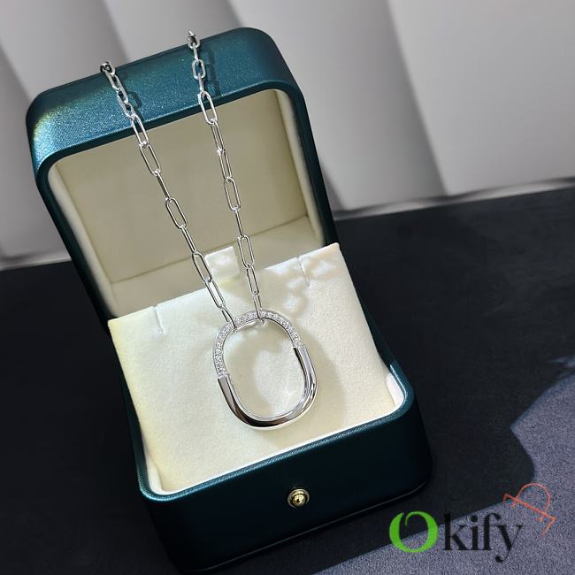 Okify Tiffany Lock Pendant in White Gold with Diamonds Medium - 1