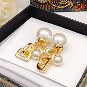 Okify Dior Tribales Earrings Gold Finish Metal and White Resin Pearls - 5