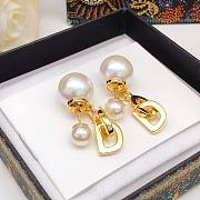 Okify Dior Tribales Earrings Gold Finish Metal and White Resin Pearls - 3