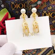 Okify Dior Tribales Earrings Gold Finish Metal and White Resin Pearls - 4