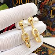 Okify Dior Tribales Earrings Gold Finish Metal and White Resin Pearls - 2