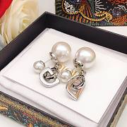 Okify Dior Tribales Earrings Silver Finish Metal and White Resin Pearls - 5
