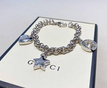 Okify Gucci Logo Heart Star & Interlocking G Charm Bracelet