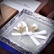 Okify Dior Special Packaging Tribales Earrings Gold Finish Metal and White Resin Pearls - 5