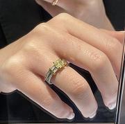 Okify Tiffany NovoYellow Diamond Engagement Ring with a Pave Diamond Platinum Band - 6