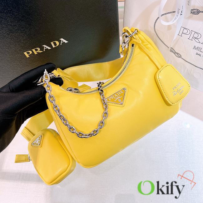 Okify Padded Nappa Leather Prada Re Edition 2005 Shoulder Bag Citron Yellow - 1