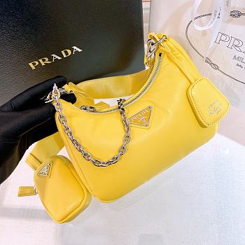Okify Padded Nappa Leather Prada Re Edition 2005 Shoulder Bag Citron Yellow