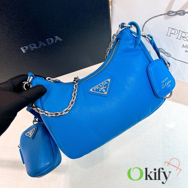 Okify Padded Nappa Leather Prada Re Edition 2005 Shoulder Bag Light Blue - 1