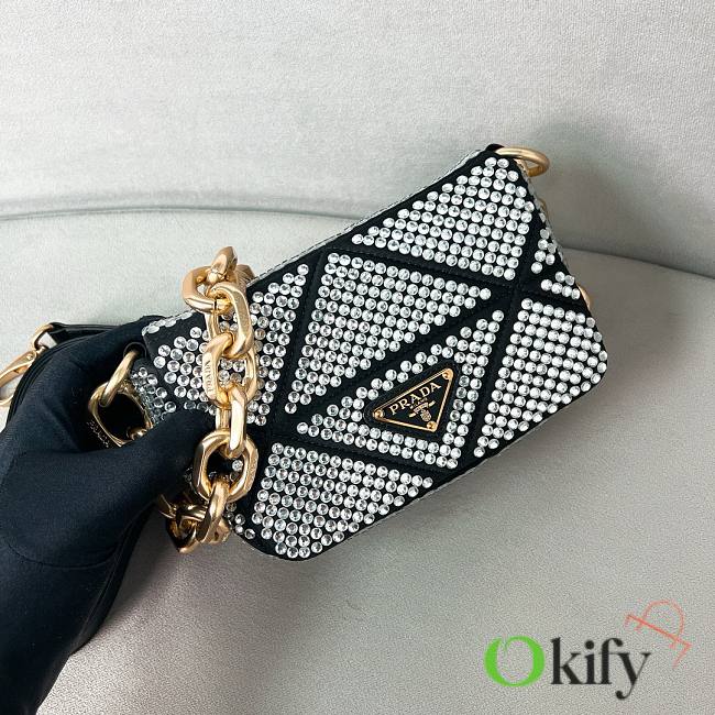 Okify Prada Satin Mini Bag with Crystals Black White - 1