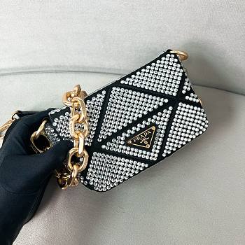 Okify Prada Satin Mini Bag with Crystals Black White