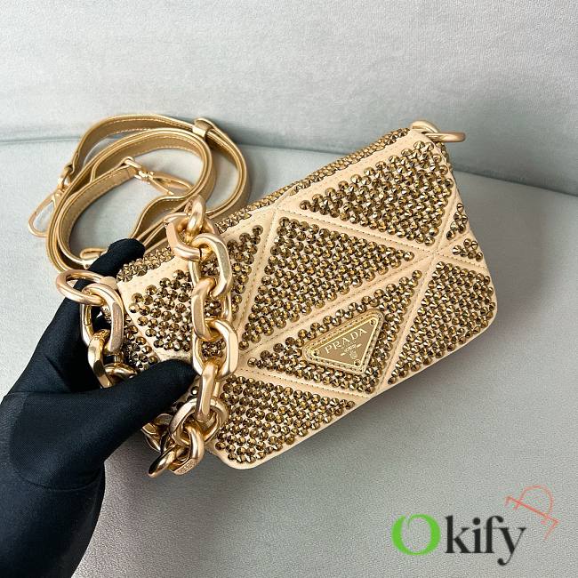 Okify Prada Satin Mini Bag with Crystals Yellow - 1