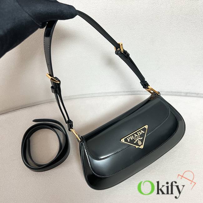 Okify Prada Brushed Leather Shoulder Bag Black - 1