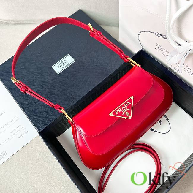 Okify Prada Brushed Leather Shoulder Bag Red - 1