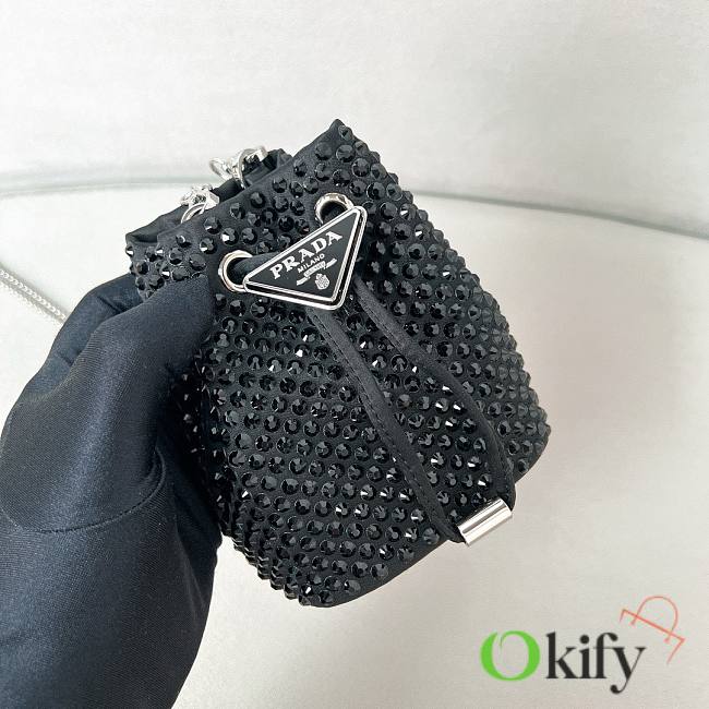 Okify Prada Embellished Satin Mini Pouch Black - 1