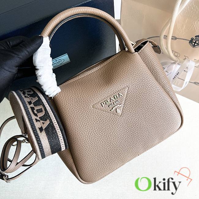 Okify Prada Small Leather Handbag Clay Grey - 1