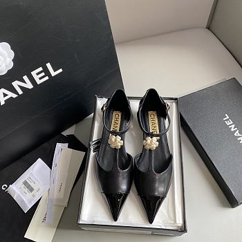 Okify Chanel Sandal Pointed Toe Camellia Wedges 13439