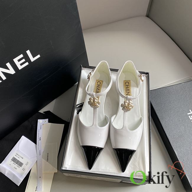 Okify Chanel Sandal Pointed toe Camellia Wedges 13441 - 1
