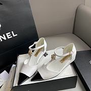 Okify Chanel Sandal Pointed toe Camellia Wedges 13441 - 4