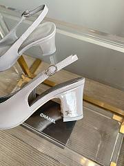 Okify Chanel Classic Sling Back Thick Heel Sandals Gray - 3