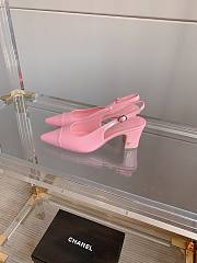 Okify Chanel Classic Sling Back Thick Heel Sandals Pink - 3