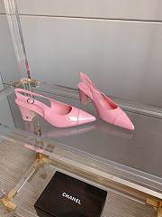 Okify Chanel Classic Sling Back Thick Heel Sandals Pink - 5