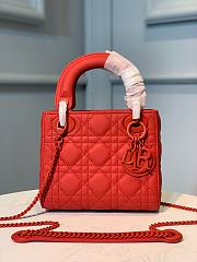Okify Mini Lady Dior Bag Red Ultramatte Cannage Calfskin - 1