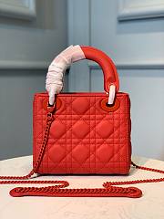 Okify Mini Lady Dior Bag Red Ultramatte Cannage Calfskin - 3