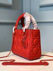 Okify Mini Lady Dior Bag Red Ultramatte Cannage Calfskin - 2