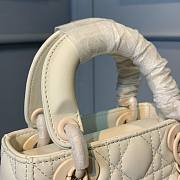 Okify Mini Lady Dior Bag White Ultramatte Cannage Calfskin - 6