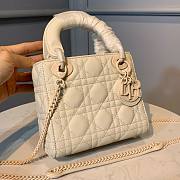 Okify Mini Lady Dior Bag White Ultramatte Cannage Calfskin - 4