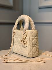Okify Mini Lady Dior Bag White Ultramatte Cannage Calfskin - 2