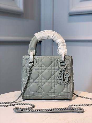 Okify Mini Lady Dior Bag Gray Ultramatte Cannage Calfskin