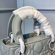 Okify Mini Lady Dior Bag Gray Ultramatte Cannage Calfskin - 6
