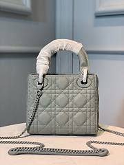 Okify Mini Lady Dior Bag Gray Ultramatte Cannage Calfskin - 3