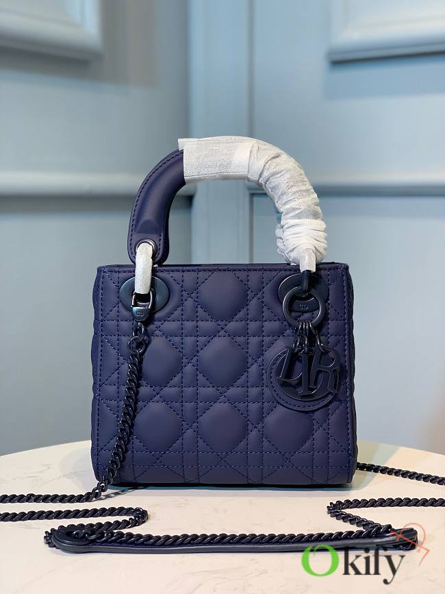 Okify Mini Lady Dior Bag Blue Ultramatte Cannage Calfskin - 1