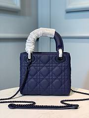Okify Mini Lady Dior Bag Blue Ultramatte Cannage Calfskin - 4