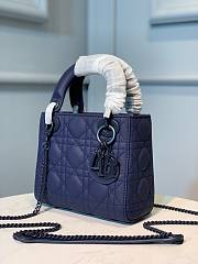 Okify Mini Lady Dior Bag Blue Ultramatte Cannage Calfskin - 2