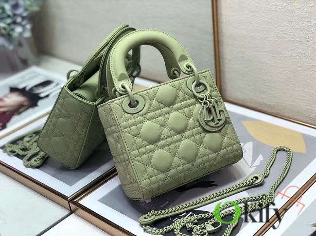 Okify Mini Lady Dior Bag Green Ultramatte Cannage Calfskin - 1