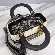 Okify Medium Lady Dior Bag Natural Wicker And Black Dior Oblique Jacquard - 5