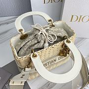 Okify Medium Lady Dior Bag Natural Wicker And White Dior Oblique Jacquard - 5