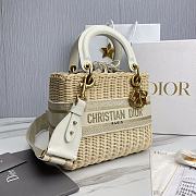 Okify Medium Lady Dior Bag Natural Wicker And White Dior Oblique Jacquard - 4