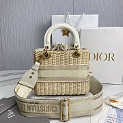 Okify Medium Lady Dior Bag Natural Wicker And White Dior Oblique Jacquard - 2