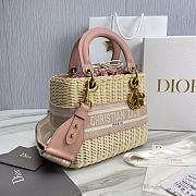 Okify Medium Lady Dior Bag Natural Wicker And Pink Dior Oblique Jacquard - 3