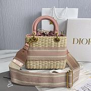 Okify Medium Lady Dior Bag Natural Wicker And Pink Dior Oblique Jacquard - 5