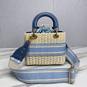 Okify Medium Lady Dior Bag Natural Wicker And Blue Dior Oblique Jacquard - 2