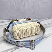 Okify Medium Lady Dior Bag Natural Wicker And Blue Dior Oblique Jacquard - 4