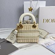 Okify Mini Lady Dior Bag Natural Wicker And White Dior Oblique Jacquard - 5