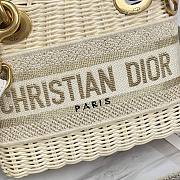 Okify Mini Lady Dior Bag Natural Wicker And White Dior Oblique Jacquard - 4