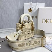 Okify Mini Lady Dior Bag Natural Wicker And White Dior Oblique Jacquard - 3