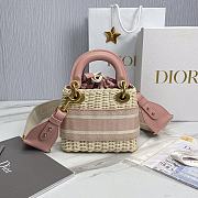 Okify Mini Lady Dior Bag Natural Wicker And Pink Dior Oblique Jacquard - 6